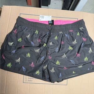 H&M Black Athletic Shorts with Multicolor Shell Print